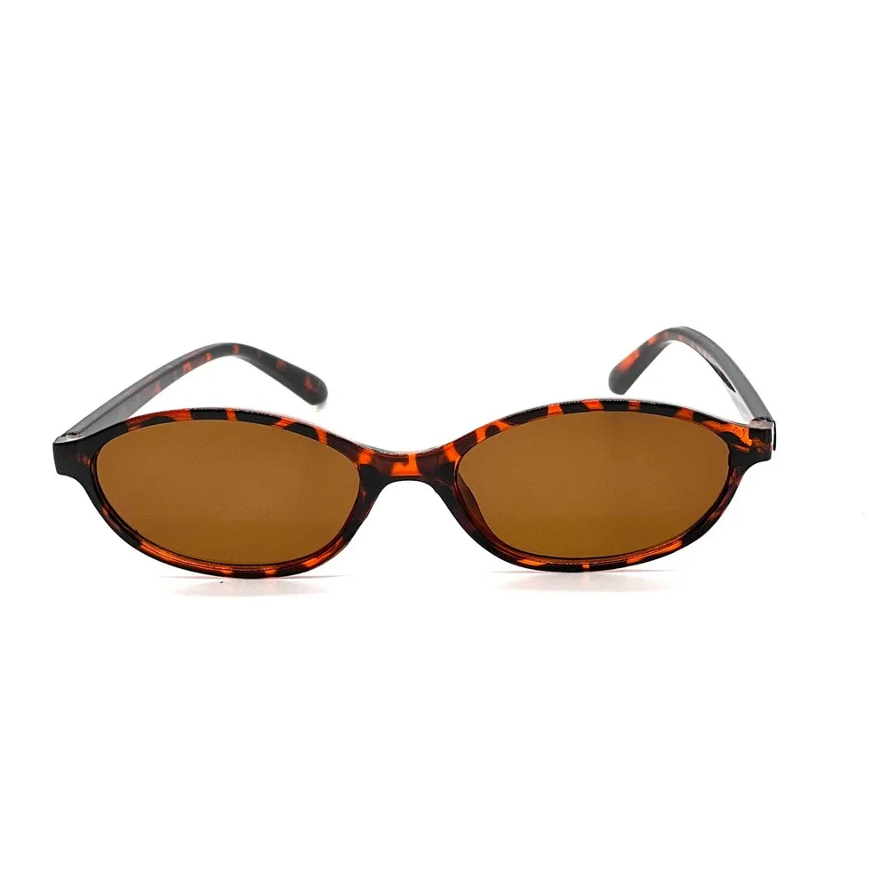 Tortoiseshell Oval Sunglasses Brown Lens Fashion Eyewear Women Trendy Hippie New